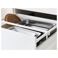 METOD / MAXIMERA - High cabinet f oven+door/2 drawers, white/Bodbyn off-white, 60x60x200 cm - best price from Maltashopper.com 19462623