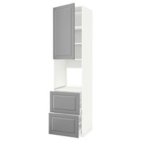 METOD / MAXIMERA - High cabinet f oven+door/2 drawers, white/Bodbyn grey, 60x60x240 cm - best price from Maltashopper.com 29455467