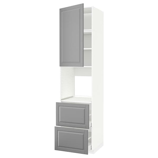Ikea METOD / MAXIMERA - High cabinet f oven+door/2 drawers, white/Bodbyn grey, 60x60x240 cm
