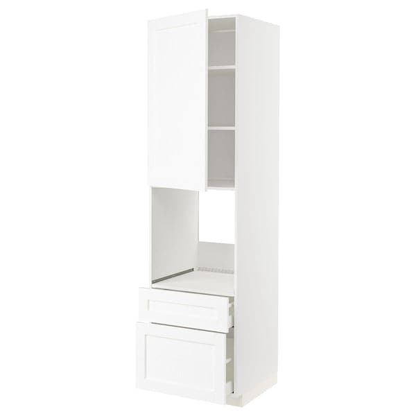 METOD / MAXIMERA - High cabinet f oven+door/2 drawers, white Enköping/white wood effect, 60x60x220 cm - best price from Maltashopper.com 19473344