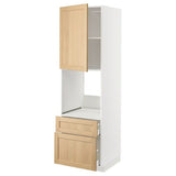 METOD / MAXIMERA high cabinet f oven+door/2 drawers, white/Forsbacka oak, 60x60x200 cm