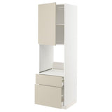 METOD / MAXIMERA high cabinet f oven+door/2 drawers, white/Havstorp beige, 60x60x200 cm