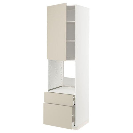 Ikea METOD / MAXIMERA - High cabinet f oven+door/2 drawers, white/Havstorp beige, 60x60x220 cm