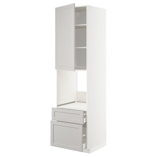 Ikea METOD / MAXIMERA - High cabinet f oven+door/2 drawers, white/Lerhyttan light grey, 60x60x220 cm