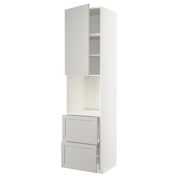 Ikea METOD / MAXIMERA - High cabinet f oven+door/2 drawers, white/Lerhyttan light grey, 60x60x240 cm