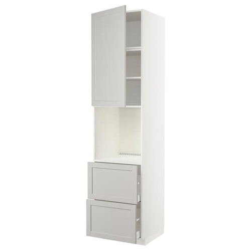 METOD / MAXIMERA - METOD / MAXIMERA High cabinet f oven+door/2 drawers, white/Lerhyttan light grey, 60x60x240 cm