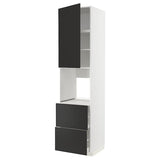 METOD / MAXIMERA high cabinet f oven+door/2 drawers, white/Nickebo matt anthracite, 60x60x240 cm