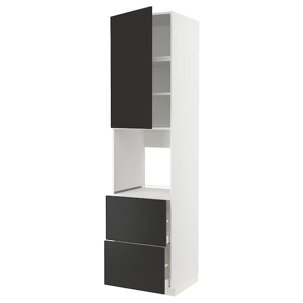 Ikea METOD / MAXIMERA - High cabinet f oven+door/2 drawers, white/Nickebo matt anthracite, 60x60x240 cm
