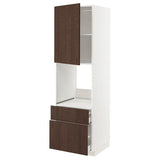 METOD / MAXIMERA high cabinet f oven+door/2 drawers, white/Sinarp brown, 60x60x200 cm