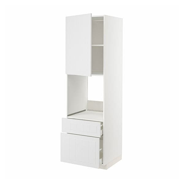 Ikea METOD / MAXIMERA - High cabinet f oven+door/2 drawers, white/Stensund white , 60x60x200 cm