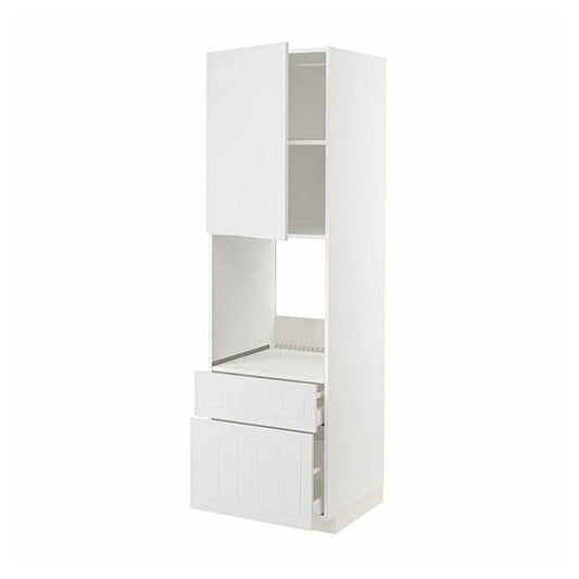Ikea METOD / MAXIMERA - High cabinet f oven+door/2 drawers, white/Stensund white , 60x60x200 cm