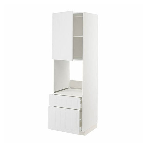 METOD / MAXIMERA - High cabinet f oven+door/2 drawers, white/Stensund white , 60x60x200 cm