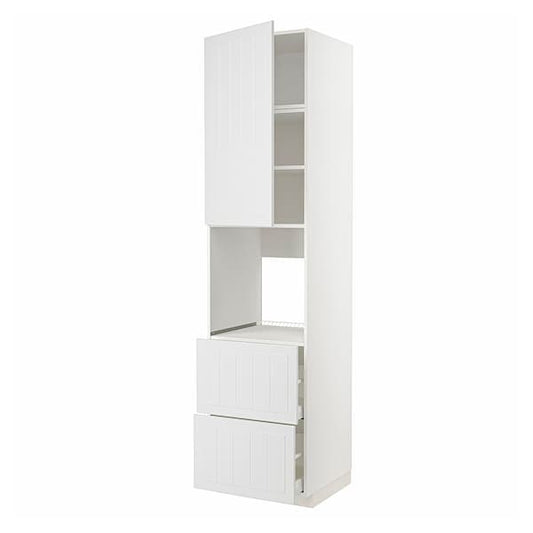 Ikea METOD / MAXIMERA - High cabinet f oven+door/2 drawers, white/Stensund white , 60x60x240 cm