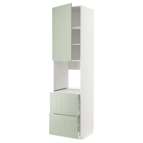 Ikea METOD / MAXIMERA - High cabinet f oven+door/2 drawers, white/Stensund light green, 60x60x240 cm