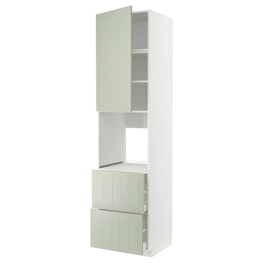 Ikea METOD / MAXIMERA - High cabinet f oven+door/2 drawers, white/Stensund light green, 60x60x240 cm