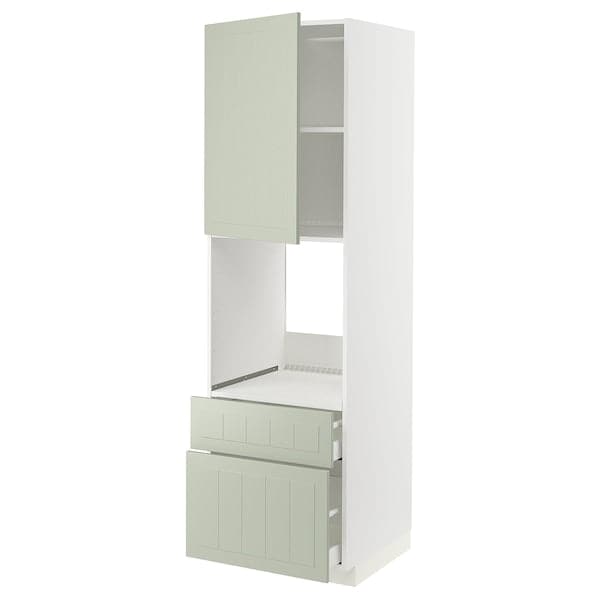Ikea METOD / MAXIMERA - High cabinet f oven+door/2 drawers, white/Stensund light green, 60x60x200 cm
