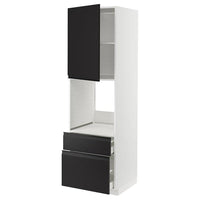 METOD / MAXIMERA - High cabinet f oven+door/2 drawers, white/Upplöv matt anthracite , 60x60x200 cm - best price from Maltashopper.com 99493060
