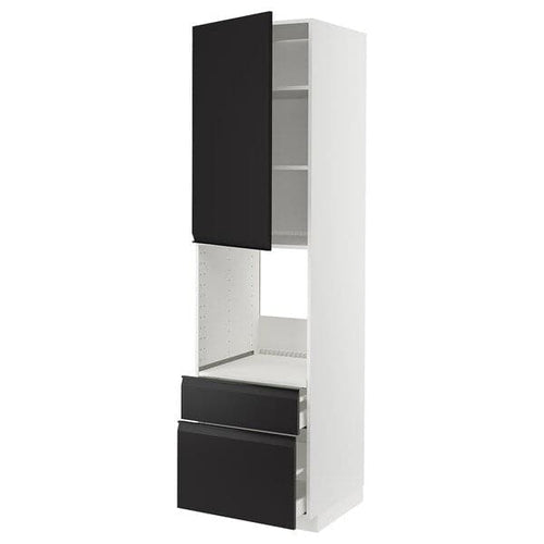 METOD / MAXIMERA - High cabinet f oven+door/2 drawers, white/Upplöv matt anthracite , 60x60x220 cm