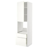 METOD / MAXIMERA high cabinet f oven+door/2 drawers, white/Vallstena white, 60x60x220 cm
