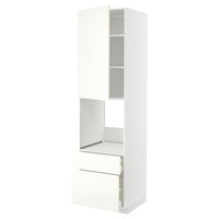 METOD / MAXIMERA - High cabinet f oven+door/2 drawers, white/Vallstena white , 60x60x220 cm - best price from Maltashopper.com 69507049