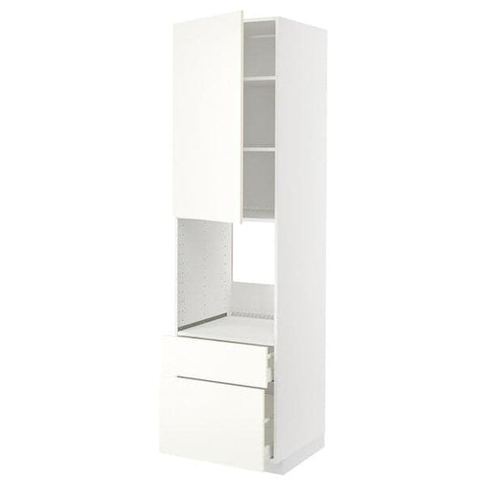 Ikea METOD / MAXIMERA - High cabinet f oven+door/2 drawers, white/Vallstena white , 60x60x220 cm