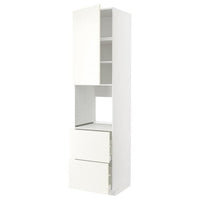 METOD / MAXIMERA - High cabinet f oven+door/2 drawers, white/Vallstena white, 60x60x240 cm - best price from Maltashopper.com 59507059