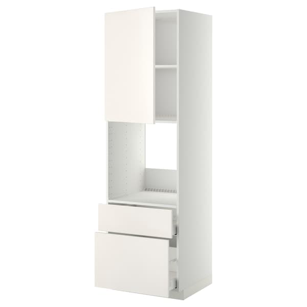 Ikea METOD / MAXIMERA - High cabinet f oven+door/2 drawers, white/Veddinge white , 60x60x200 cm