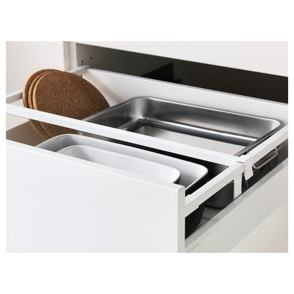 METOD / MAXIMERA - High cabinet f oven+door/2 drawers, white/Veddinge white , 60x60x200 cm - best price from Maltashopper.com 49468280