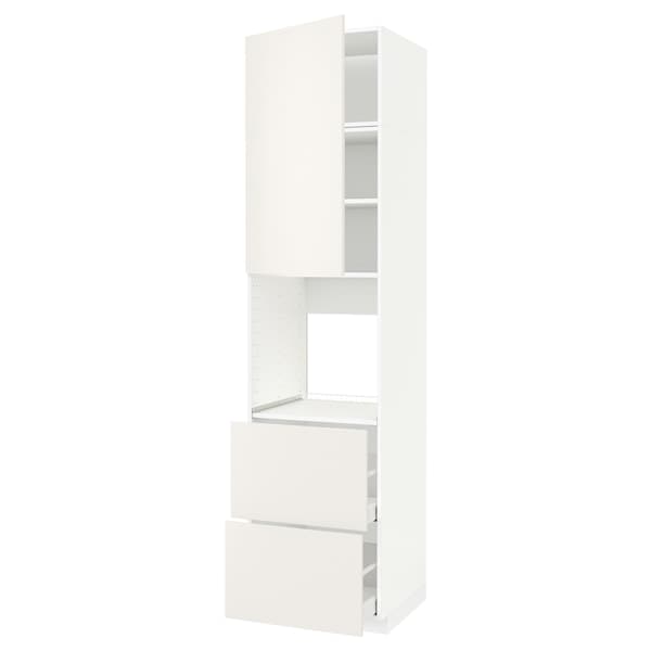 Ikea METOD / MAXIMERA - High cabinet f oven+door/2 drawers, white/Veddinge white, 60x60x240 cm