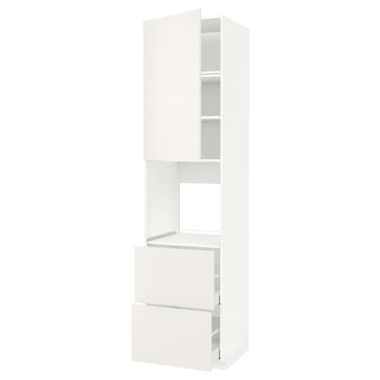 Ikea METOD / MAXIMERA - High cabinet f oven+door/2 drawers, white/Veddinge white, 60x60x240 cm