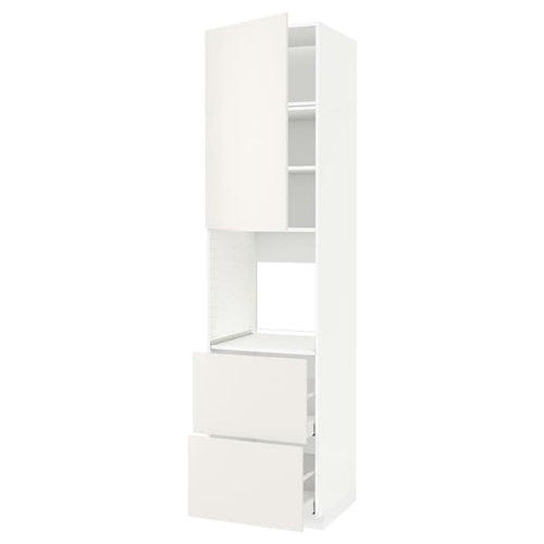 METOD / MAXIMERA - METOD / MAXIMERA High cabinet f oven+door/2 drawers, white/Veddinge white, 60x60x240 cm