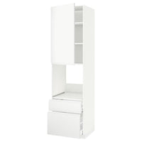 METOD / MAXIMERA high cabinet f oven+door/2 drawers, white/Voxtorp matt white, 60x60x220 cm