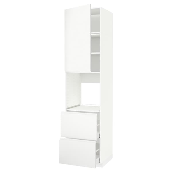Ikea METOD / MAXIMERA - High cabinet f oven+door/2 drawers, white/Voxtorp matt white, 60x60x240 cm