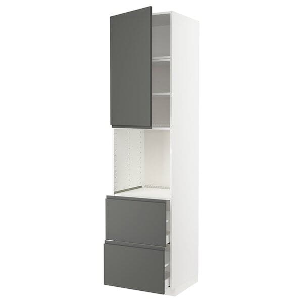 Ikea METOD / MAXIMERA - High cabinet f oven+door/2 drawers, white/Voxtorp dark grey , 60x60x240 cm
