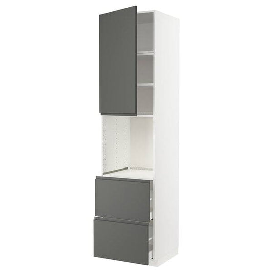 Ikea METOD / MAXIMERA - High cabinet f oven+door/2 drawers, white/Voxtorp dark grey , 60x60x240 cm
