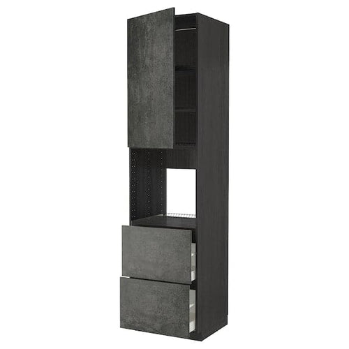 METOD / MAXIMERA - Oven cabinet + door/2 drawers , 60x60x240 cm