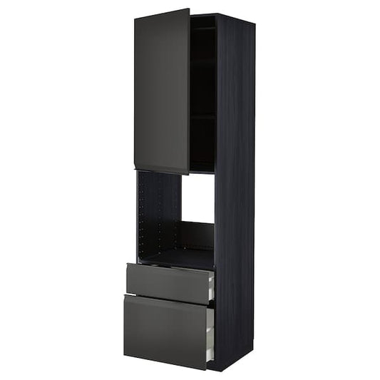 Ikea METOD / MAXIMERA - High cabinet f oven+door/2 drawers, black/Upplöv matt anthracite , 60x60x220 cm