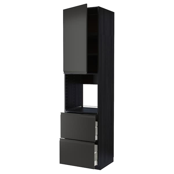 Ikea METOD / MAXIMERA - High cabinet f oven+door/2 drawers, black/Upplöv matt anthracite, 60x60x240 cm
