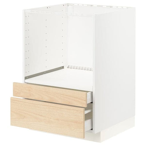 METOD / MAXIMERA - Base cabinet f combi micro/drawers, white/Askersund light ash effect , 60x60 cm