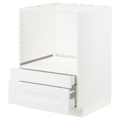 METOD / MAXIMERA - Base cabinet f combi micro/drawers, white/Axstad matt white, 60x60 cm