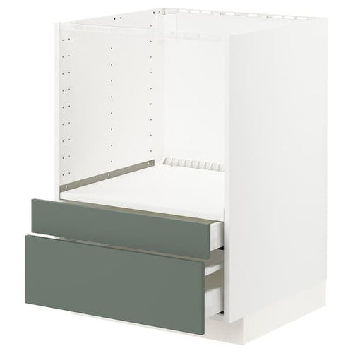 METOD / MAXIMERA - Base cabinet f combi micro/drawers, white/Bodarp grey-green, 60x60 cm