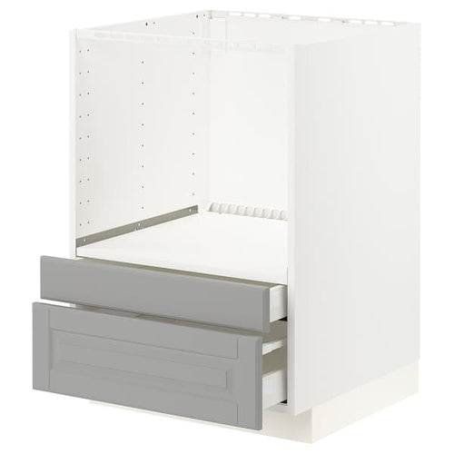 METOD / MAXIMERA - Base cabinet f combi micro/drawers, white/Bodbyn grey ,