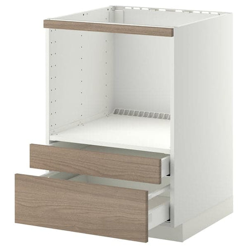 METOD / MAXIMERA Mobile for microwave combi/drawers - white/Brokhult light gray 60x60 cm ,