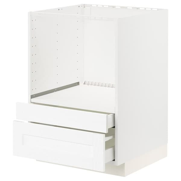 METOD / MAXIMERA - Base cabinet f combi micro/drawers, white Enköping/white wood effect, 60x60 cm - best price from Maltashopper.com 89473289