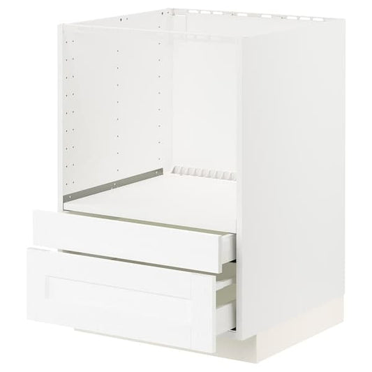 Ikea METOD / MAXIMERA - Base cabinet f combi micro/drawers, white Enköping/white wood effect, 60x60 cm