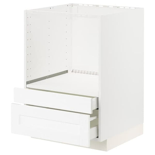 METOD / MAXIMERA - Base cabinet f combi micro/drawers, white Enköping/white wood effect, 60x60 cm