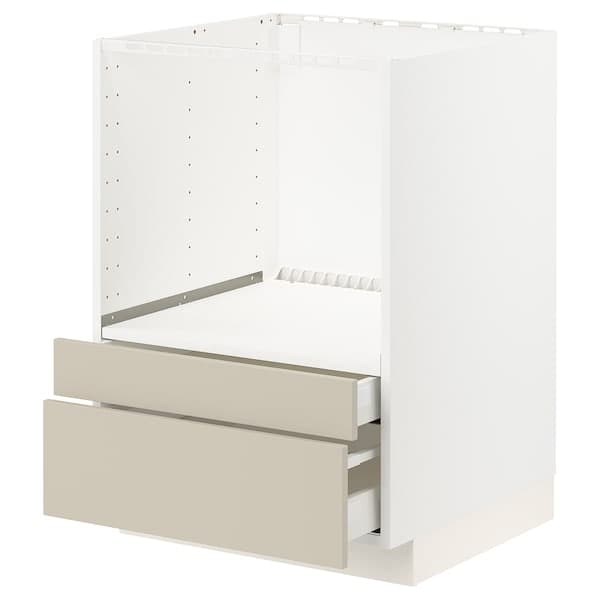 METOD / MAXIMERA - Base cabinet f combi micro/drawers, white/Havstorp beige