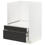 METOD / MAXIMERA base cabinet f combi micro/drawers, white/Nickebo matt anthracite, 60x60 cm