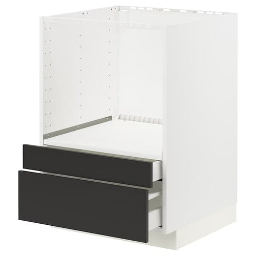 METOD / MAXIMERA - Base cabinet f combi micro/drawers, white/Nickebo matt anthracite, 60x60 cm