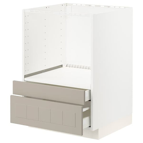 METOD / MAXIMERA - Base cabinet f combi micro/drawers, white/Stensund beige , 60x60 cm